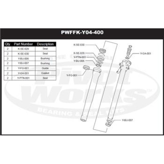 Ремонтен комплект втулки за предна вилка Pivot Works за Yamaha, WR 450 F, 2004-2011