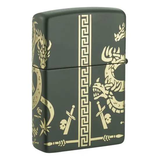 Запалка Zippo - Dragon Design Green Matte Laser 360°