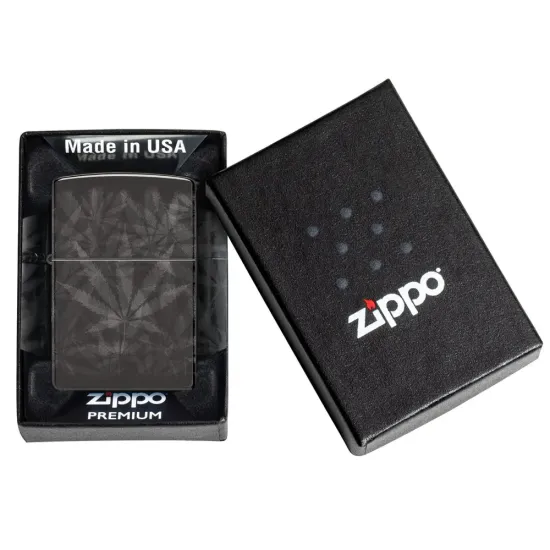 Запалка Zippo - Cannabis Design High Polish Black