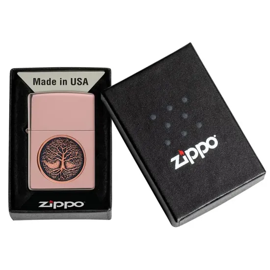 Запалка Zippo - Tree of Life Emblem High Polish Rose Gold