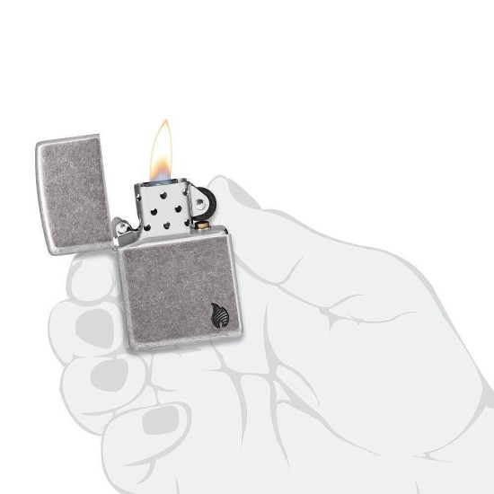 Запалка Zippo - Armor® Antique Silver Flame Design