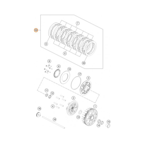Комплект съединител OEM KTM 250SX-F 19-26, 350SX-F 19-26; Husqvarna FC250/350 19-26 - KTM