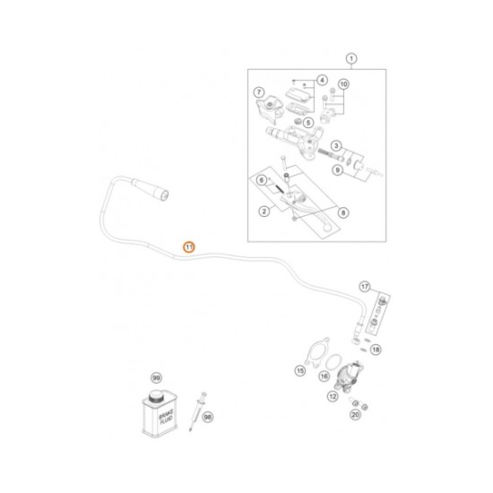 Маркуч за съединител KTM OEM 250/350EXC-F 17-26, 250/350SX-F 16-25; Husqvarna FC250/350 22-26, FE250/350 24-26  - KTM